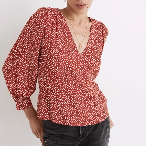 Madewell Tops - Madewell Kinston Side-Button Wrap Top in Park Picnic